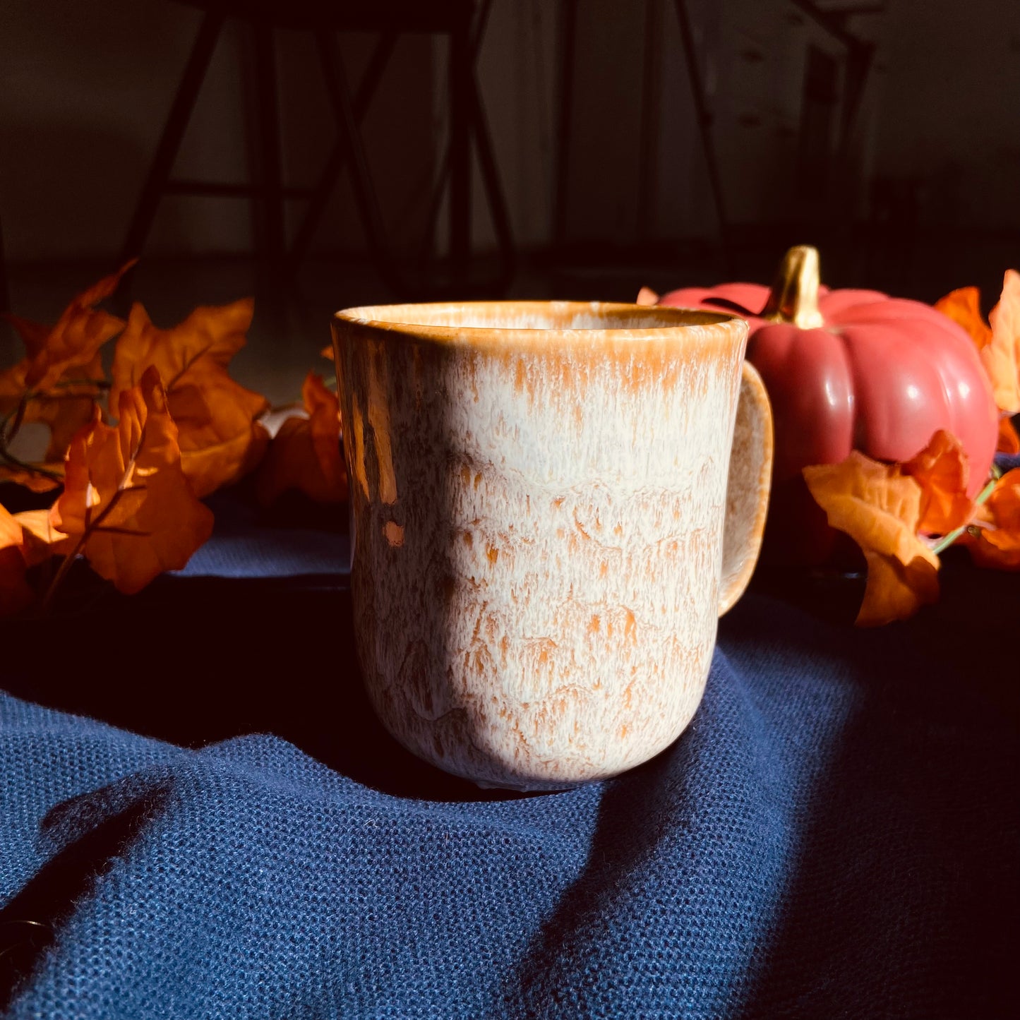 Vela taza cerámica mostaza