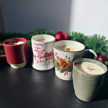 Vela en vaso verde navidad