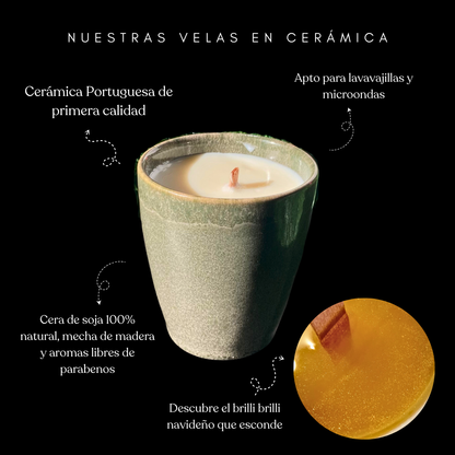 Vela en vaso verde navidad